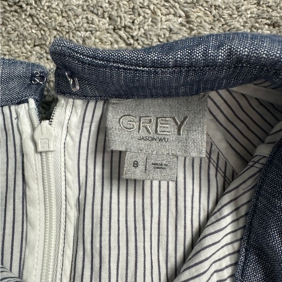 Grey by Jason Wu denims chambray dress 8 cotton linen pockets casual blue shirt - Picture 7 of 13